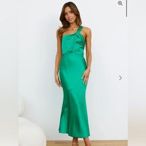 - Green one shoulder dress